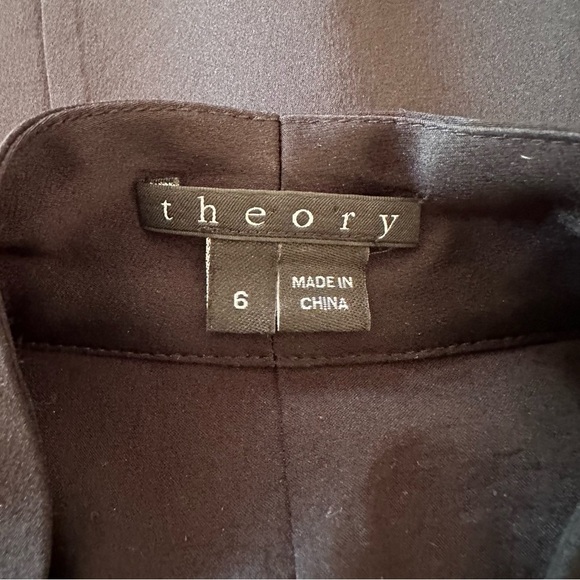 Theory Silk Sheath Black V Neck Relaxed Fit Sleeveless Midi Dress Size 6 - Picture 6 of 12